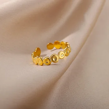 Apvalus Mygtukas Minimalis Žiedai Moterims Korėjos Stiliaus Reguliuojamas Atidaryti Piršto Žiedą Gotikos Nerūdijančio Plieno Papuošalai Dovana 2022